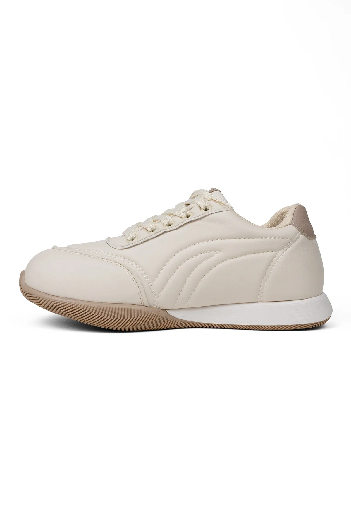 Beyaz Kadın Ortopedik Spor Ayakkabı Yumuşak Taban Günlük Rahat Sneaker Bej