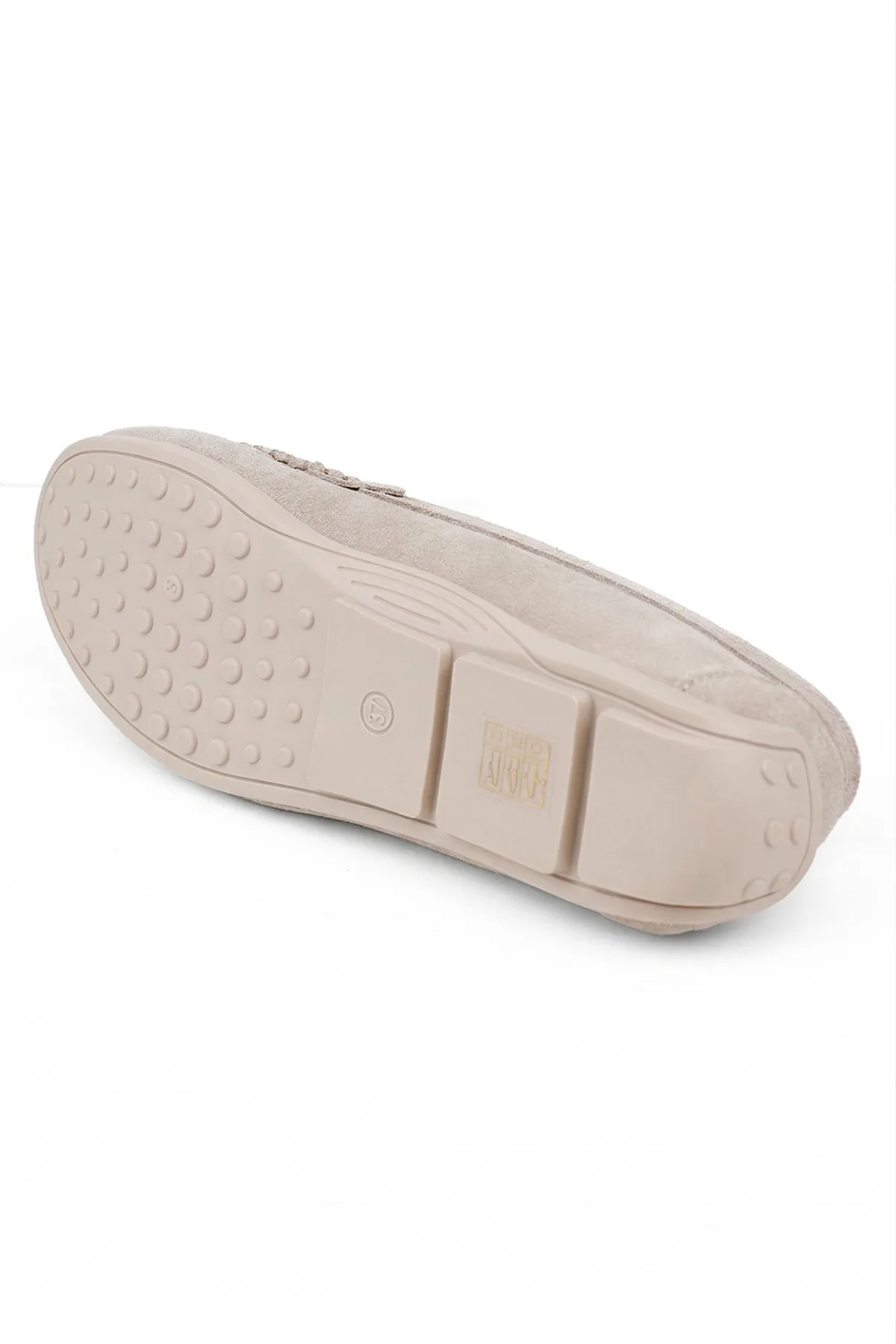 Kadın Hakiki Süet Deri Loafer – Ortopedik Taban Günlük Comfort Bej Süet